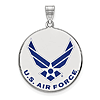 Sterling Silver Blue Enamel US Air Force Logo Disc Pendant 1in