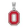 Sterling Silver 5/8in Ohio State University Block O Red Enamel Pendant