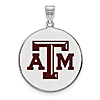 Sterling Silver 1in Texas A&M University Enamel Disc Pendant