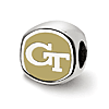 Sterling Silver Georgia Tech GT Enamel Cushion Bead