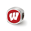 Sterling Silver University of Wisconsin Cushion Shaped Logo Bead