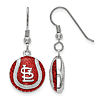 Sterling Silver St. Louis Cardinals Baseball Enameled Dangle Earrings