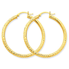 14kt Yellow Gold 1 3/8in Hollow Diamond-cut Hoop Earrings 3mm