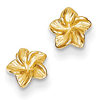 14k Yellow Gold Plumeria Flower Earrings