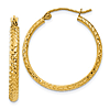 14k Yellow Gold Diamond-cut Hollow Hoop Earrings 1in