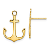 14k Yellow Gold Polished Classic Anchor Earrings