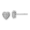 14k White Gold Diamond-cut Heart Post Earrings