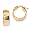 14k Yellow Gold Italian Hoop Earrings with Ridges 5/8in