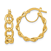 14k Yellow Gold Cable Link Hoop Earrings 3/4in