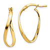 14k Yellow Gold Wavy Hoop Earrings With Polished Finish 7/8in