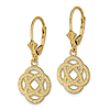 14k Yellow Gold Celtic Eternity Knot Circle Leverback Earrings