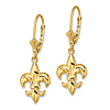 14k Yellow Gold Fleur-de-lis Leverback Earrings