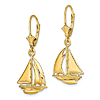 14k Yellow Gold Cutter Sailboat Leverback Earrings
