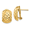 14k Yellow Gold Quilted Omega Back Earrings