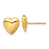 14k Yellow Gold Puffed Heart Stud Earrings With Polished Finish 3/8in