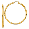 14k Yellow Gold 2.75in Lightweight Round Hoop Earrings 4mm Thick