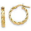 14kt Yellow Gold 3/4in Italian Striped Round Hoop Earrings