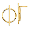 14k Yellow Gold Circle & Bar Post Earrings 1 1/4in