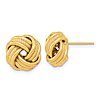 14k Yellow Gold Triple Love Knot Earrings with  Polished Textured Finish 1/2in