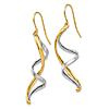 14k Two-tone Gold Polished Spiral Dangle Earrings 3in