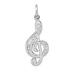 14k White Gold Fancy Treble Clef Pendant 7/8in