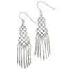 14k White Gold Beaded Tassel Drop Earrings 2in