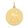 14k Yellow Gold Round Beagle Pendant 3/4in