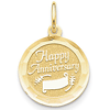 14kt Yellow Gold 5/8in Faceted Happy Anniversary Charm