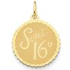 14kt Yellow Gold Round Faceted Sweet 16 Charm