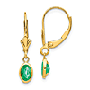 14k Yellow Gold 1 ct tw Oval Emerald Leverback Earrings