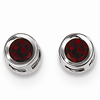 14kt White Gold 4mm Garnet Bezel Stud Earrings