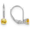 14kt White Gold 4mm Citrine Leverback Earrings