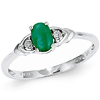 14kt White Gold 1/4 Ct Oval Emerald Ring with Diamond Accents