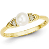 14kt Yellow Gold 5mm Freshwater Pearl Ring with Diamond Accents