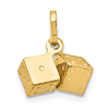 14k Yellow Gold 3-D Pair of Dice Charm