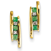 14kt Yellow Gold 3/10 ct Emerald 3-Stone Post Earrings with Diamonds