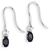 14kt White Gold 1.3 ct Oval Sapphire Dangle Earrings with Diamonds