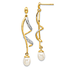 14k Yellow Gold Oval Freshwater Cultured Pearl Spiral Earrings with Diamonds