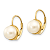 14k Yellow Gold 6mm Button Freshwater Cultured Pearl Earrings