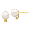 14k Yellow Gold 8mm Freshwater Cultured Pearl and Citrine Earrings