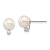 14k White Gold 6mm White Akoya Cultured Pearl Diamond Earrings