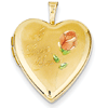 14k Yellow Gold Enamel Rose I Love You Heart Locket