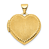 14k Yellow Gold Small Brushed Heart Locket with Beaded Edge