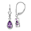 14k White Gold 1.5 ct tw Pear Amethyst Leverback Earrings