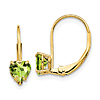 14k Yellow Gold 1 ct tw Peridot Heart Leverback Earrings