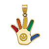 14k Yellow Gold Autism With Smiley Face Handprint Pendant