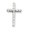 14k White Gold 1/4 ct tw Diamond Cross Pendant with Bars 3/4in