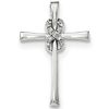 14k White Gold .03 ct Diamond Infinity Cross Pendant 1in 