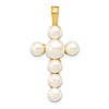 14k Yellow Gold 4-6mm Button Freshwater Cultured Pearl Cross Pendant