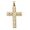 14kt Two-tone Gold 1in Cross with Screw Accents